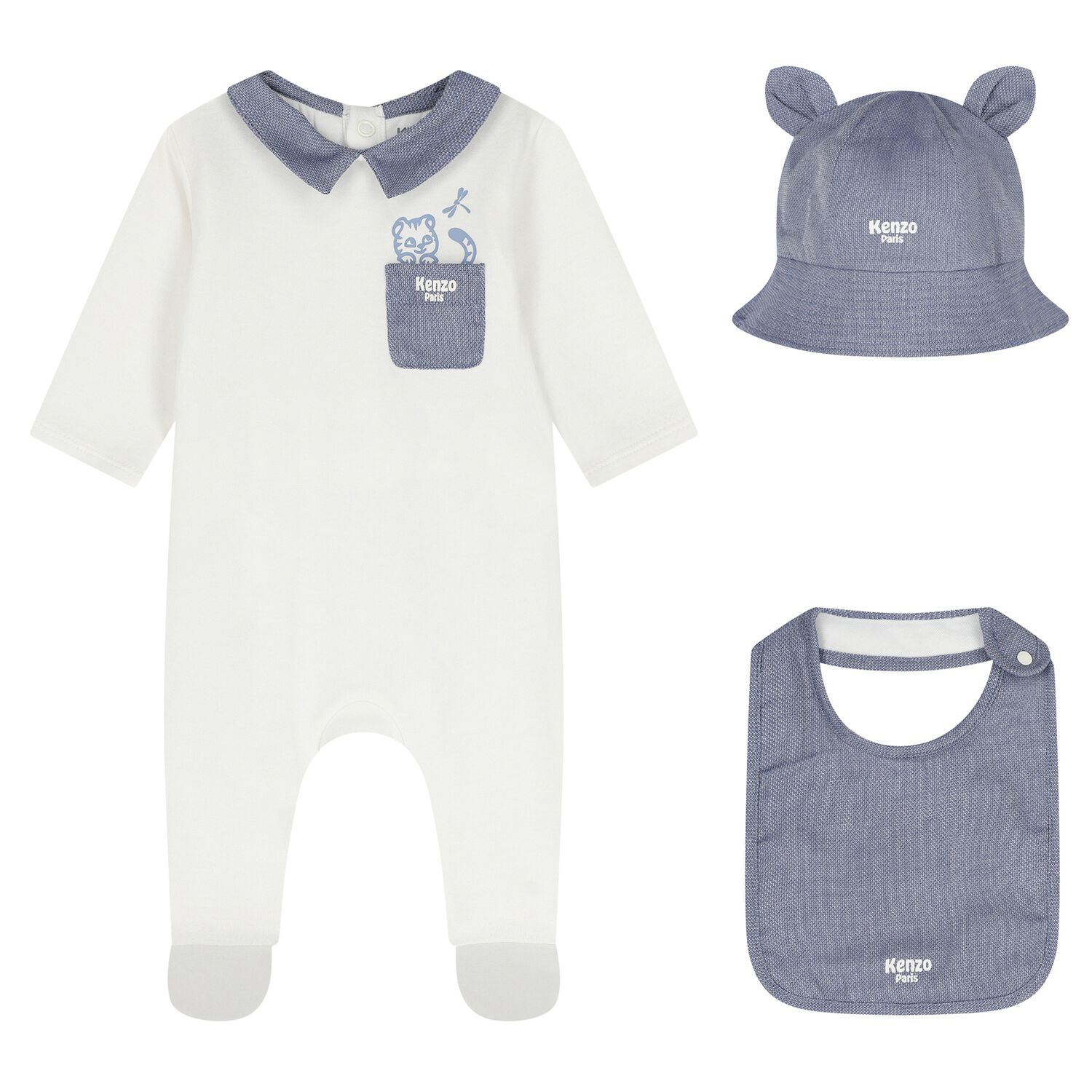 Baby Boys White & Blue Logo Babygrow Gift Set, 1, hi-res
