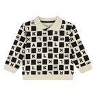 Younger Boys Ivory & Black Ikonik Karl Trouser Set, 1, hi-res