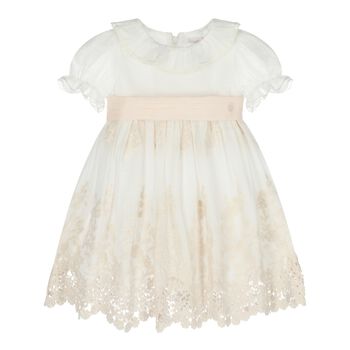 Baby Girls White Floral Embroidered Dress