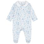 Boys White & Blue Toile Babygrow Set, 1, hi-res