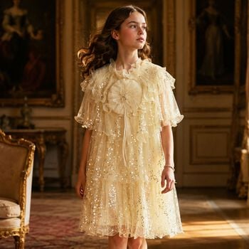Girls Ivory Sequin Dress