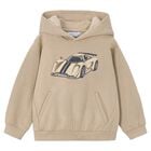 Boys Beige Sports Car Hooded Top, 1, hi-res