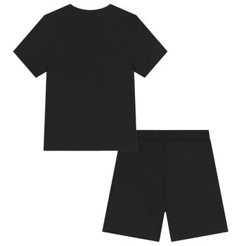 Boys Black Logo Shorts Set