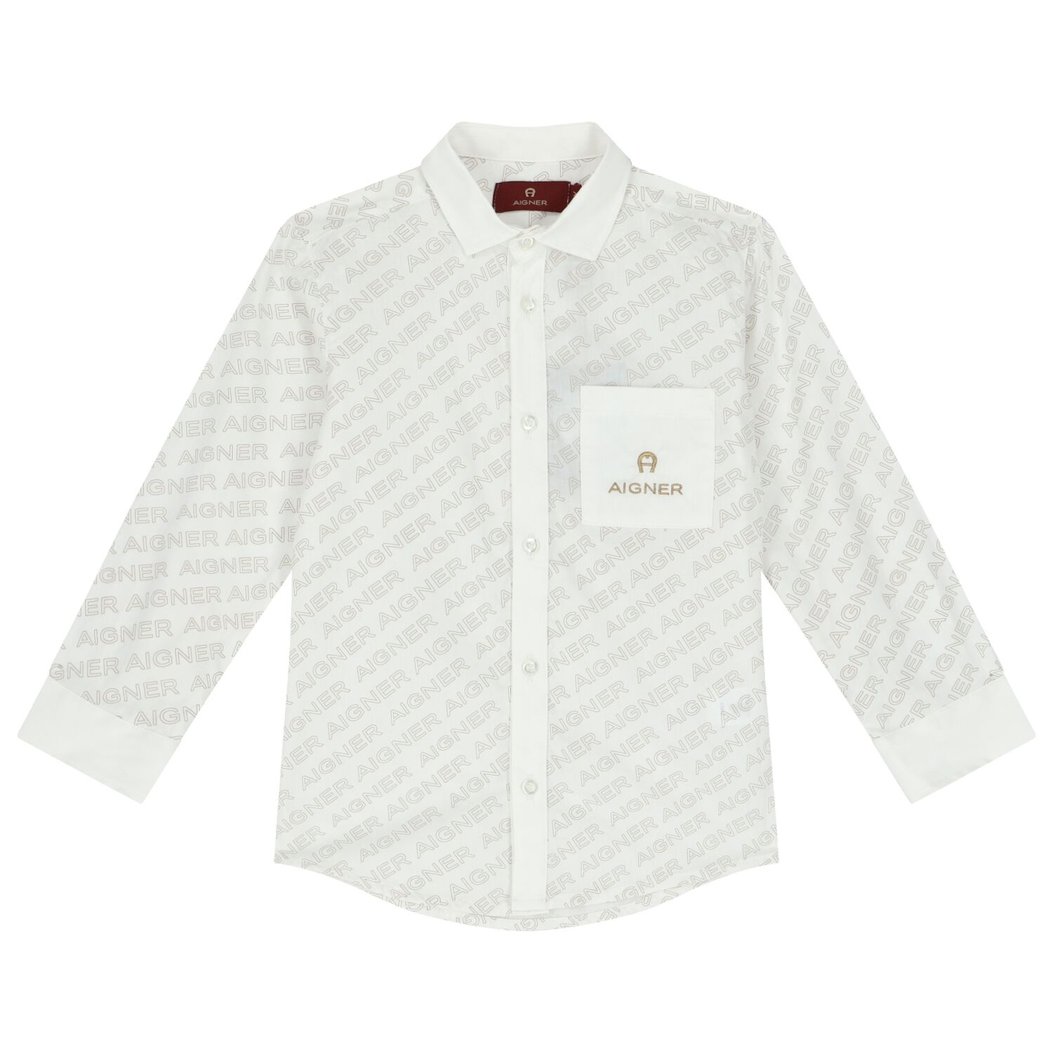 Boys White Logo Shirt, 1, hi-res
