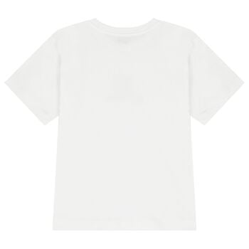 White Teddy Bear Logo Long Sleeve Top