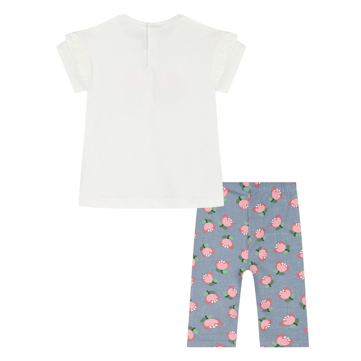 Younger Girls White & Blue Floral Leggings Set, 2, hi-res image number null