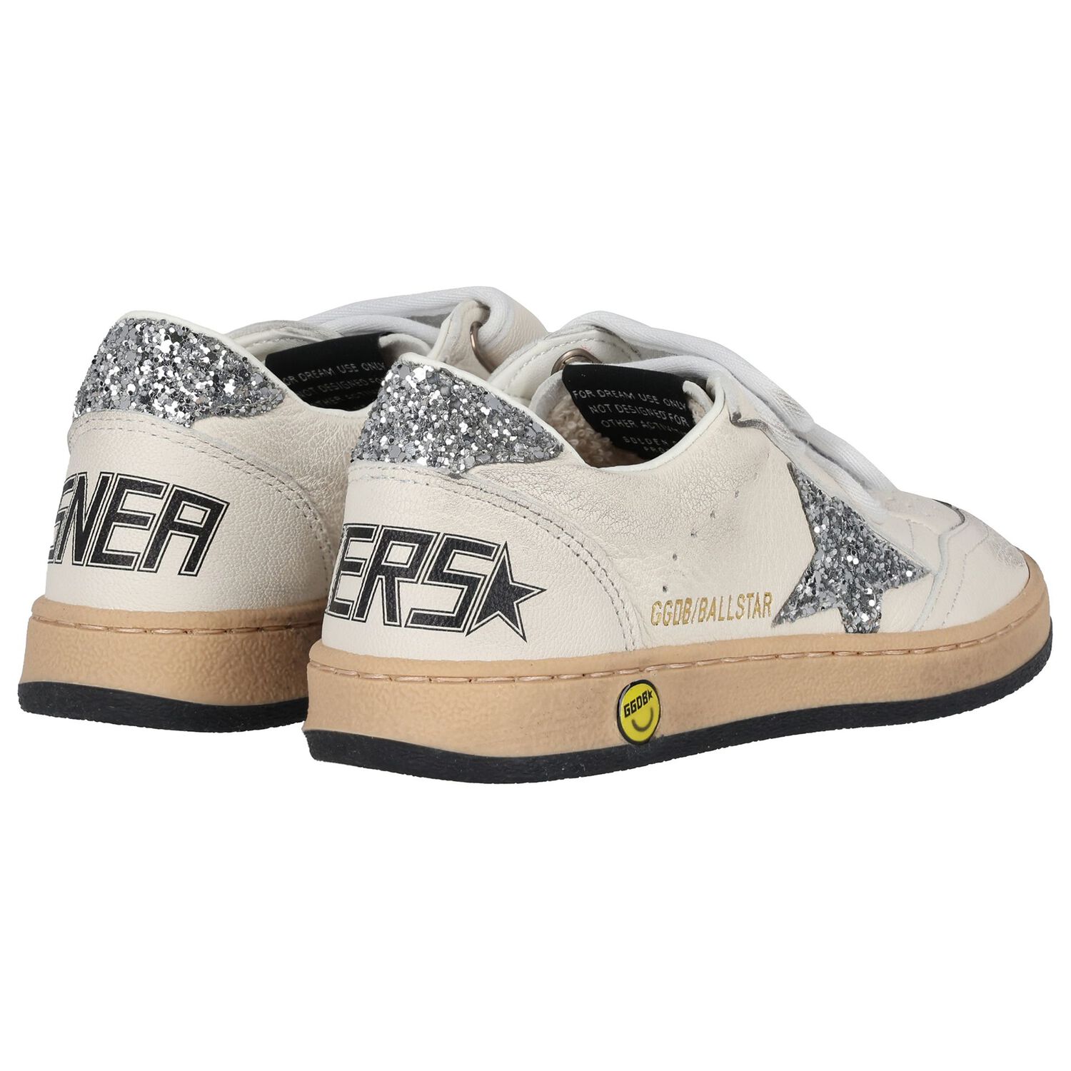 Girls Ivory & Silver Logo Trainers, 1, hi-res