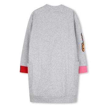 Girls Grey Embroidered Logo Sweatshirt Dress