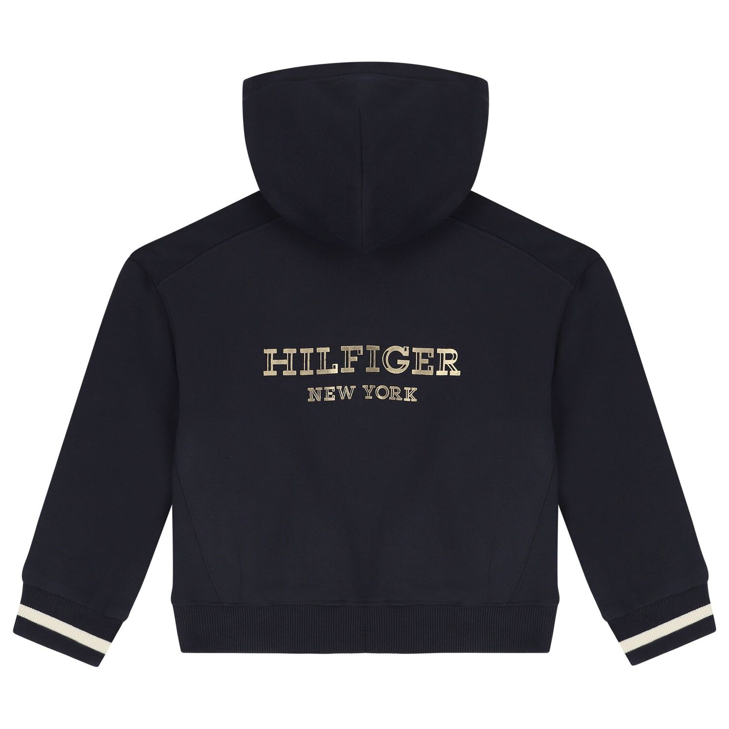 Girls Navy Blue Hooded Zip up Top, 1, hi-res image number null