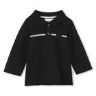 Younger Boys Black Logo Polo Shirt, 1, hi-res