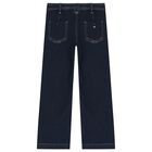 Girls Navy Blue Denim Jeans, 1, hi-res