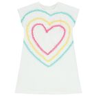 Girls White Heart Dress, 1, hi-res