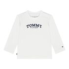 Baby Boys White Logo Long Sleeve Top, 1, hi-res