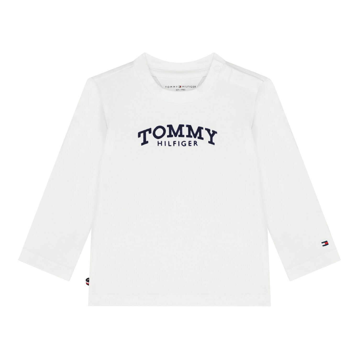 Baby Boys White Logo Long Sleeve Top, 1, hi-res