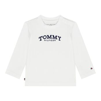 Baby Boys White Logo Long Sleeve Top