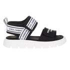 Black & White Younger Logo Velcro Sandals, 1, hi-res