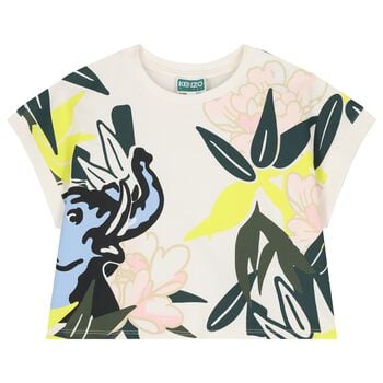 Girls Ivory Elephant Jungle T-Shirt