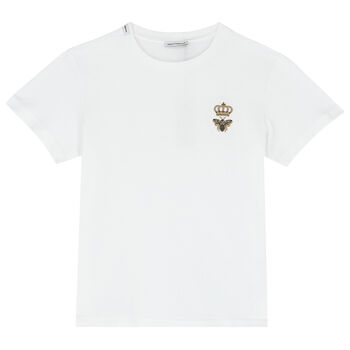 Boys White Bee & Crown T-Shirt