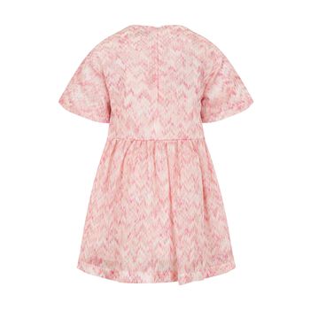 Girls Pink & Ivory Zig Zag Dress