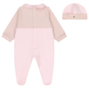 Baby Girls Pink Logo Babygrow & Hat Gift Set