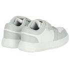 Boys White & Grey Logo Trainers, 1, hi-res