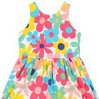 فستان  بطبعة الوهور باللون الأبيض للبنات, 1, hi-res