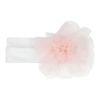 Baby Girls White & Pink Flower Headband