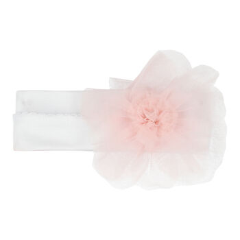 Baby Girls Ivory & Pink Floral Tulle Headband