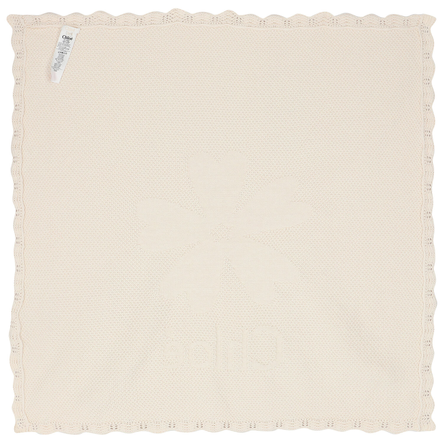 Baby Girls Ivory Logo Knitted Blanket, 1, hi-res