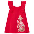 Girls Red Ruffled Dress, 3, hi-res