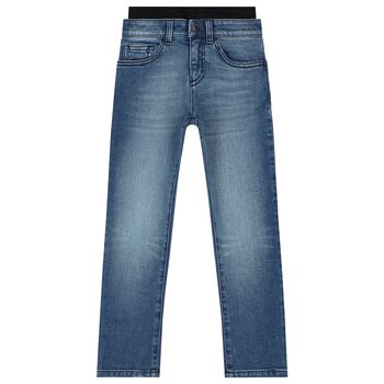 Boys Blue Logo Denim Jeans