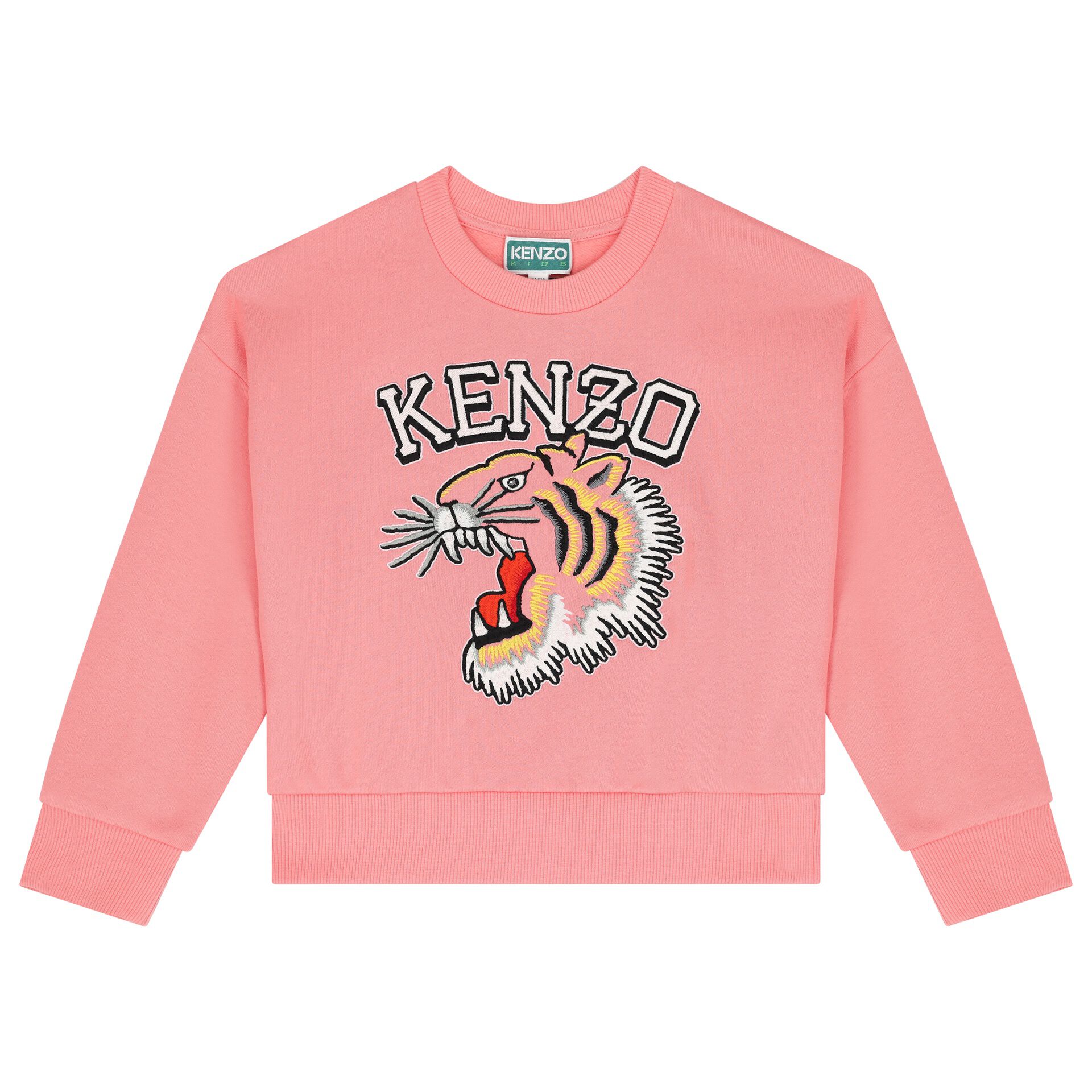KENZO KIDS Girls Pink Tiger Logo Sweatshirt Junior Couture