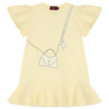 Girls Yellow Bag Logo Dress