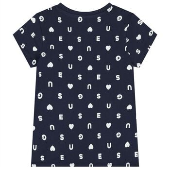 Girls Navy Blue Logo T-Shirt