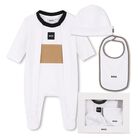 Baby Boys White Logo Babygrow Gift Set, 2, hi-res