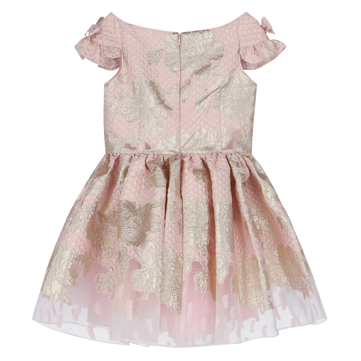 Girls Pink & Gold Organza Dress, 1, hi-res image number null