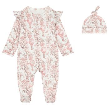 Baby Girls White & Pink Africa Babygrow Gift Set  