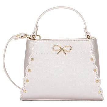 Girls Silver Faux Leather Handbag ( 15cm )