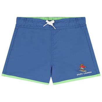 Boys Blue Polo Bear Swim Shorts