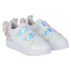 Girls White Bow Trainers, 1, hi-res