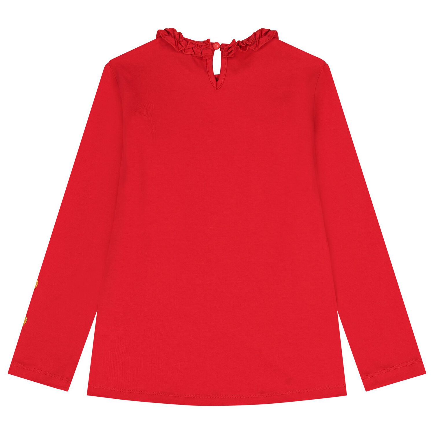 Girls Red Glittery Hearts Long Sleeve Top, 2, hi-res