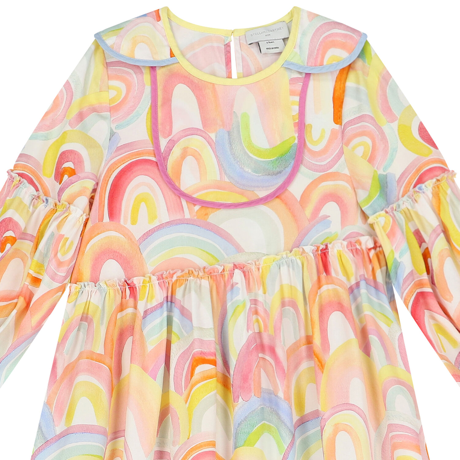 Girls Rainbow Long Sleeve Dress, 1, hi-res