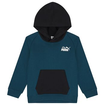 Boys Black & Blue Logo Hooded Top