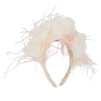 Girls Ivory Floral & Feather Hairband