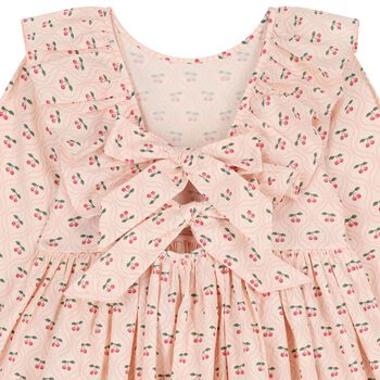 Girls Pink Ruffled Cherry Dress