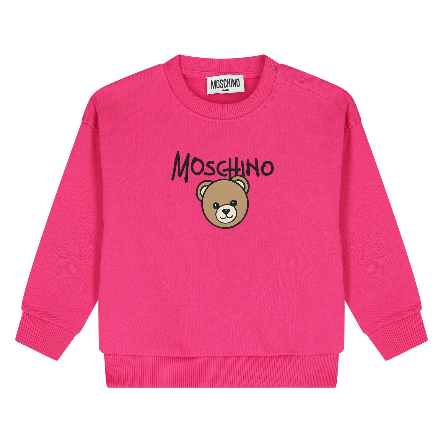 Younger Girls Pink Teddy Bear Logo Sweatshirt, 4, hi-res