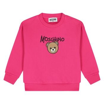 Younger Girls Pink Teddy Bear Logo Sweatshirt