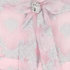 Girls Pink & Silver Jacquard Floral Dress, 1, hi-res