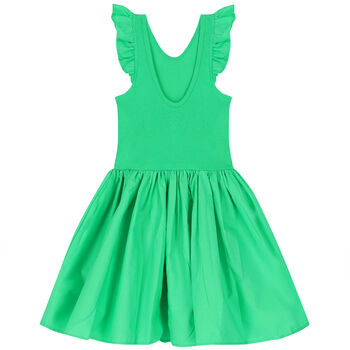فستان مكشكش باللون الأخضر
