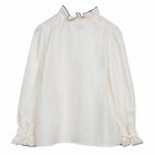 Girls Ivory Satin Poplin Blouse, 1, hi-res